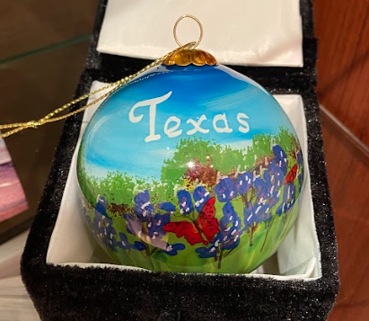 Bluebonnets & Butterflies Texas Ornament