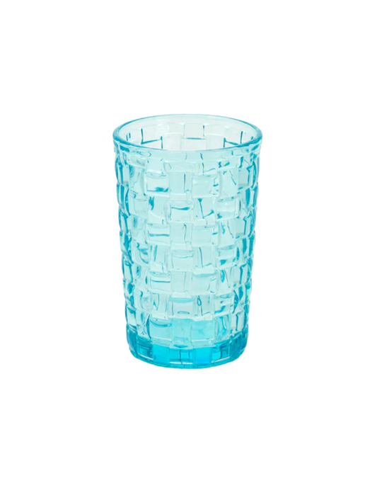 Blue Sea Basketweave Drinking Glass
