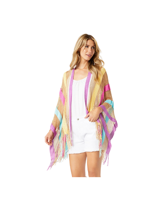 Sunny Open Ruana with Fringe
