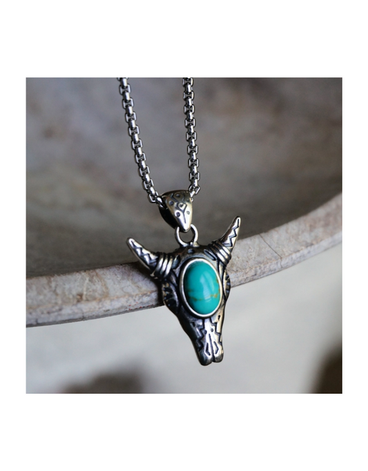 Cow Skull Turquoise Necklace