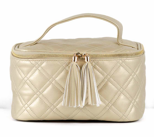 Gold Quilted Train Case