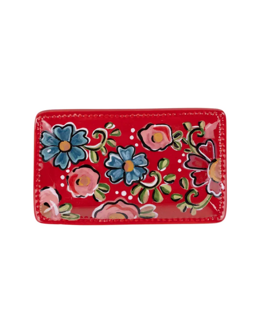 Red Floral Trinket Tray
