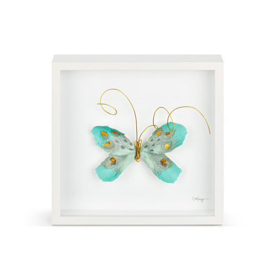 Turquoise and Gold Butterfly Wall Art