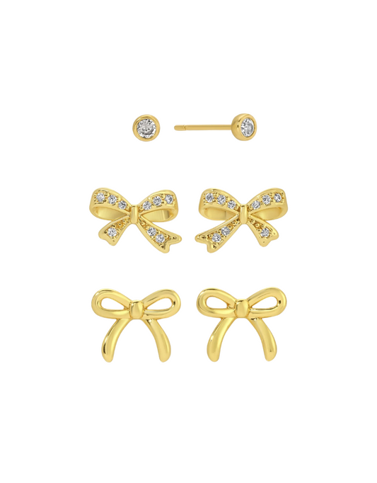Bow Velvet Set Earrings
