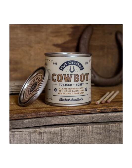 Cowboy | Tobacco + Honey 8oz Soy Candle