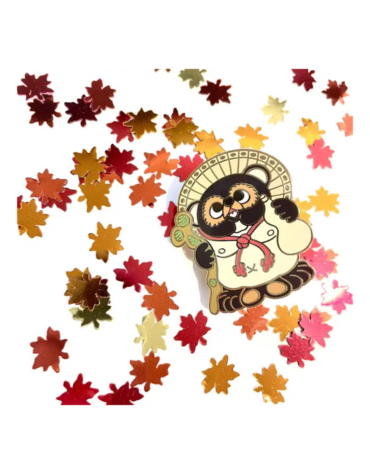 Tanuki Shigaraki Statue Yokai Enamel Pin