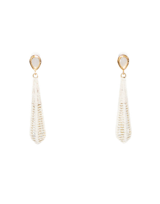 Dewdrop Raffia Earring White